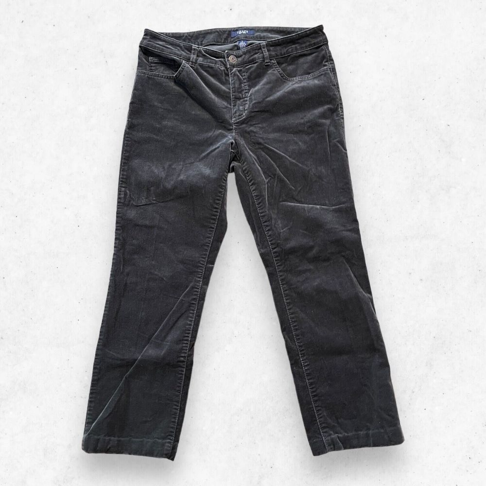 Chaps Pants Women's Size 8‎ Black Velvet Mid Rise Straight Leg Folded Ends